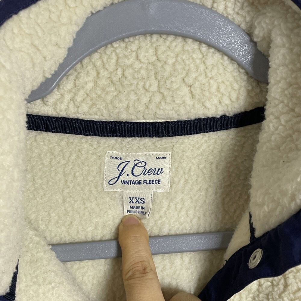 J.Crew Vintage Fleece Polartec® Sherpa Fleece Half-snap Pullover Beige Blue XXS - Picture 5 of 10